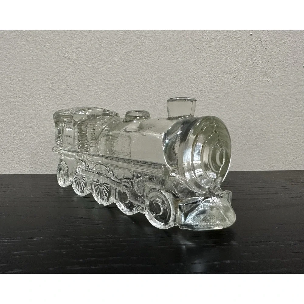 Locomotive Train Engine 1028 Vtg Figural Glass Candy Container 1940s Stough